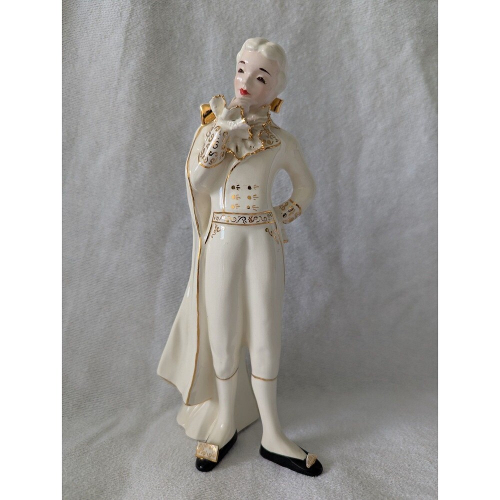 Florence Ceramics Figurine Ivory Gold Lace French Revolution Louis XVI Vintage